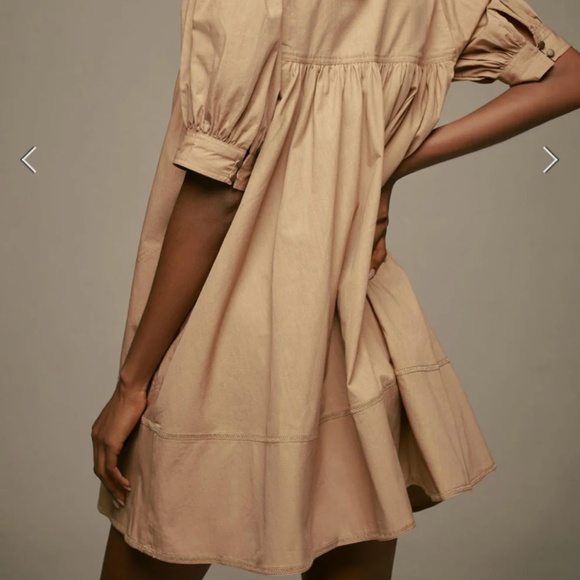 Anthropologie Pilcro Tan Tie Collar Megan dress XXS - Picture 8 of 9